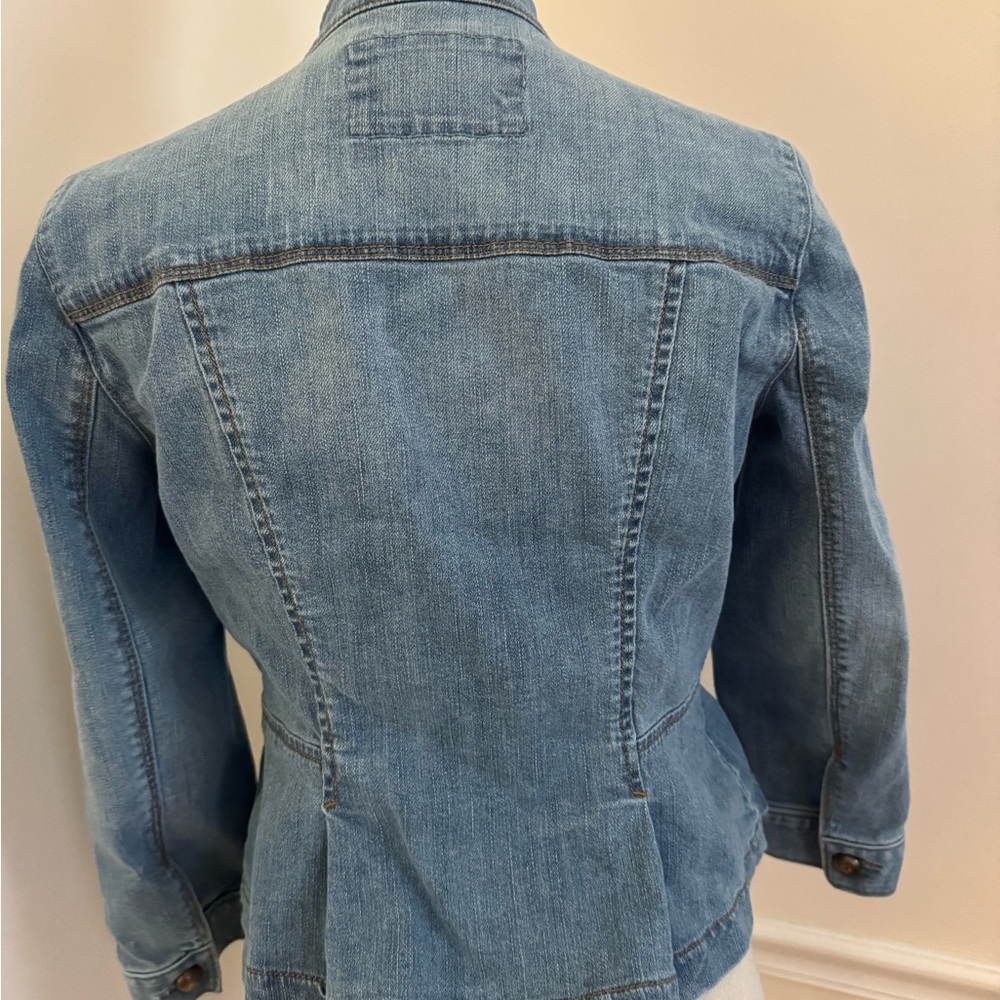 Loft Soldier Style Light Blue Denim Jean Jacket Coat Size 2 - Picture 3 of 13